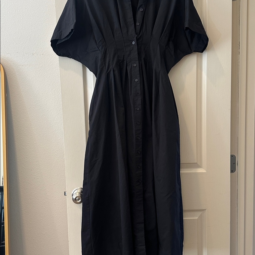 Anthropologie Black Button-Down Midi Dress - Picture 5 of 6